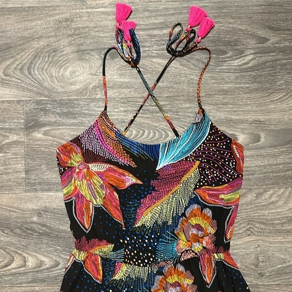 La Blanca Medium Sunlit Soiree Crepe Dress Swim Bathing Suit Cover Boho Floral - Picture 7 of 15